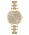 Anne Klein Women's Quartz Modern Taupe Enamel And Gold-tone Alloy Metal Watch, 30mm In Taupe,gold-tone