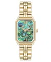 Anne Klein Women's Quartz Octagonal Abalone Gemstone And Gold-tone Alloy Metal Bracelet Watch, 24mm In Abalone,gold-tone