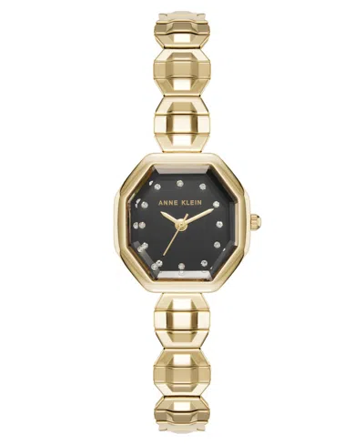 Anne Klein Women's Quartz Octagonal Crystal Accented Dial Gold-tone Stainless Steel Expansion Band Watch 24mm