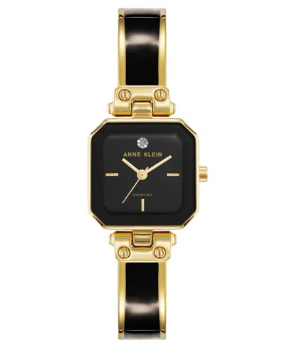Anne Klein Women's Quartz Octagonal Gold-tone Black Bangle Watch 24mm