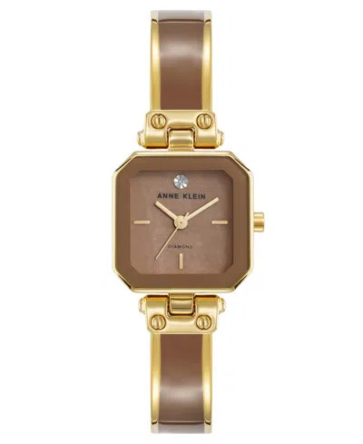 Anne Klein Women's Quartz Octagonal Taupe Dial Gold-tone Bangle Watch 24mm In Brown