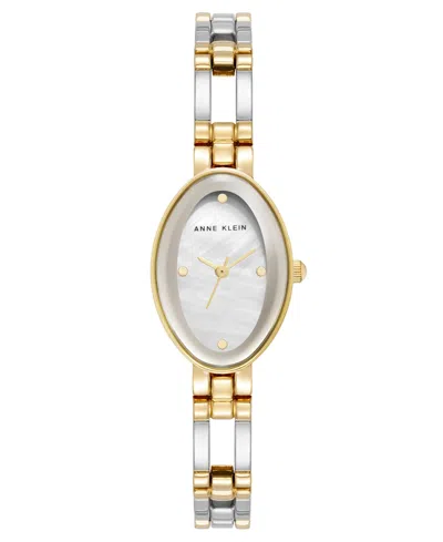 Anne Klein Women's Quartz Oval Two-tone Alloy Metal Bracelet Watch 29mm X 20mm In Gold