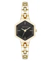 Anne Klein Women's Quartz Petite Hexagonal Black And Gold-tone Alloy Metal Bracelet Watch, 21mm In Black,gold-tone