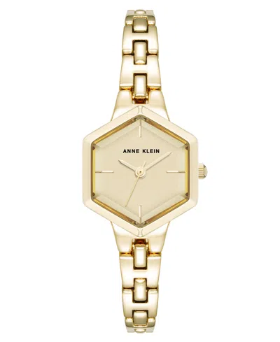 Anne Klein Women's Quartz Petite Hexagonal Gold-tone Alloy Metal Bracelet Watch, 21mm