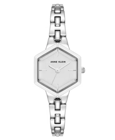 Anne Klein Women's Quartz Petite Hexagonal Silver-tone Alloy Metal Bracelet Watch, 21mm