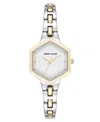 Anne Klein Women's Quartz Petite Hexagonal Two-tone Alloy Metal Bracelet Watch, 21mm In Silver-tone,gold-tone