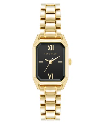 Anne Klein Women's Quartz Petite Octagonal Black And Gold-tone Metal Alloy Bracelet Watch, 21mm