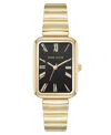 Anne Klein Women's Quartz Petite Rectangular Gold-tone Stainless Steel Watch, 23mm In Black,gold-tone