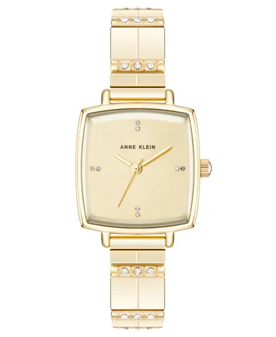 Anne Klein Women's Quartz Pillow-shape Gold-tone Alloy Metal Bracelet Watch 28mm