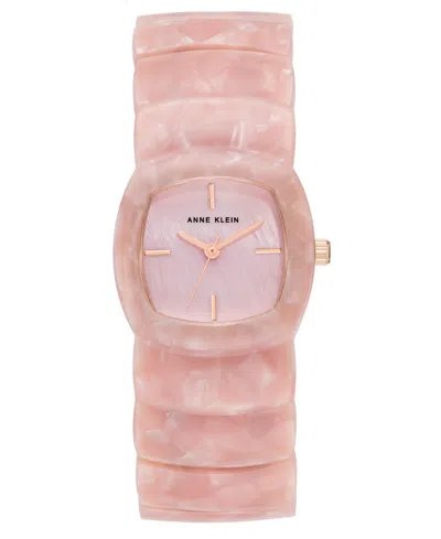 Anne Klein Women's Quartz Pink Acetate Link Expansion Watch, 30mm In No Color