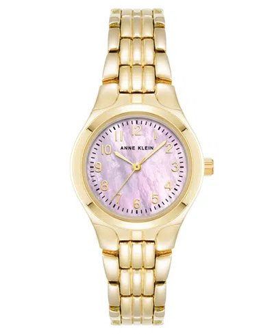 Anne Klein Women's Quartz Pink And Gold-tone Metal Alloy Watch, 26mm In Pink,gold-tone