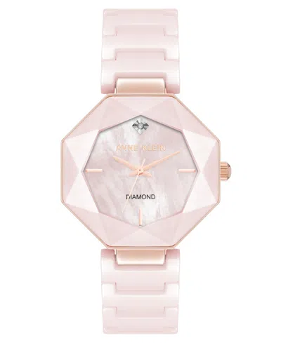 Anne Klein Women's Quartz Pink Octagonal Ceramic Watch, 32mm In Blush Pink