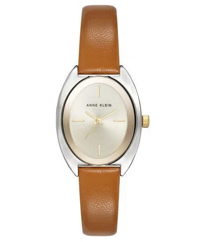 Anne Klein Women's Quartz Premier Brown Leather Watch, 28mm In Silver