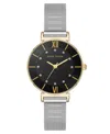 Anne Klein Women's Quartz Premium Round Silver-tone Stainless Steel Mesh And Black Dial Watch, 29mm In Gold