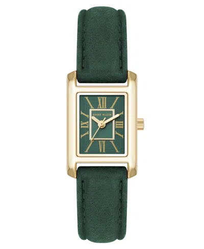 Anne Klein Women's Quartz Rectangle Green Leather Watch 30mm X 20mm