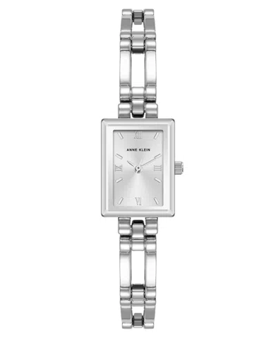Anne Klein Women's Quartz Rectangle Silver-tone Alloy Metal Bracelet Watch 28mm X 16.3mm