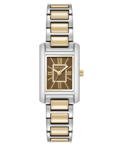 Anne Klein Women's Quartz Rectangle Two-tone Alloy Metal Bracelet Watch 26mm X 20mm In Gold