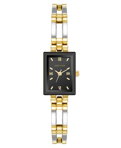 Anne Klein Women's Quartz Rectangle Two-tone Alloy Metal Bracelet Watch 28mm X 16.3mm In Gold