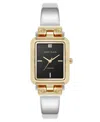 Anne Klein Women's Quartz Rectangular Black And Two-tone Metal Alloy Bangle Watch, 23mm