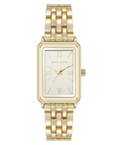 Anne Klein Women's Quartz Rectangular Estate Gold-tone Metal Alloy And Champagne Dial Watch, 25mm