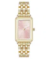 Anne Klein Women's Quartz Rectangular Estate Gold-tone Metal Alloy And Pink Dial Watch, 25mm In Pink,gold-tone