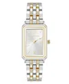 Anne Klein Women's Quartz Rectangular Roman Numeral Two-tone Metal Alloy And Light Blue Dial Watch, 23mm In Silver-tone,gold-tone