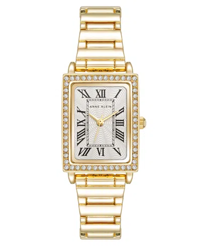 Anne Klein Women's Quartz Rectangular Gold-tone Metal Alloy Watch, 21mm