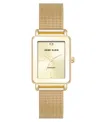 Anne Klein Women's Quartz Rectangular Gold-tone Stainless Steel Mesh Watch, 21mm In Gold