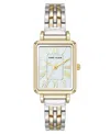 Anne Klein Women's Quartz Rectangular Roman Numeral Two-tone Metal Alloy And Light Blue Dial Watch, 23mm In Light Blue,silver-tone,gold-tone