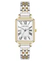 Anne Klein Women's Quartz Rectangular Roman Numeral Two-tone Metal Alloy Watch, 23mm In Silver-tone,gold-tone