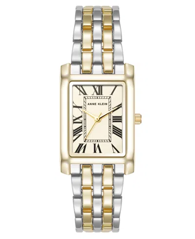 Anne Klein Women's Quartz Rectangular Two-tone Metal Alloy Watch, 25mm In Multi