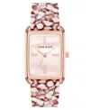 Anne Klein Women's Quartz Red And Pink Acetate Bracelet Watch, 26mm In Red,pink And Rose Gold-tone