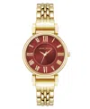 Anne Klein Women's Quartz Red Roman Numeral Dial Gold-tone Alloy Watch, 30mm In Red,gold-tone