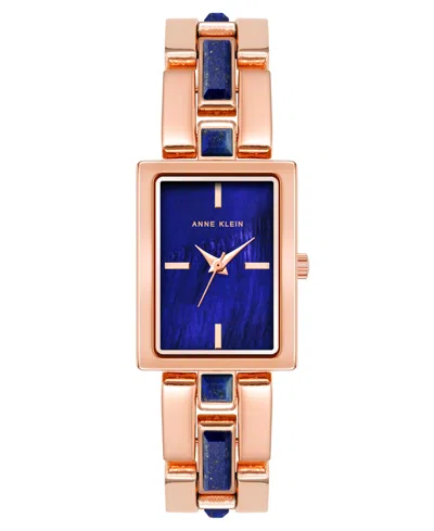 Anne Klein Women's Quartz Rose Gold-tone Alloy And Blue Lapis Watch, 28mm