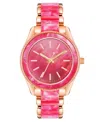 Anne Klein Women's Quartz Rose Gold-tone Alloy And Hot Pink Acetate Watch, 37.5mm In Pink