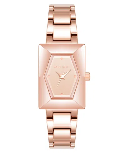 Anne Klein Women's Quartz Rose Gold-tone Alloy Link Bracelet Watch, 20.5mm In Pink