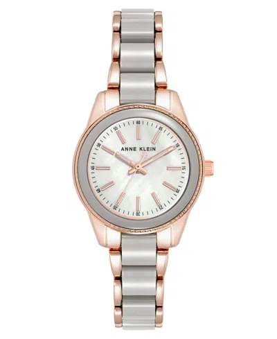 Anne Klein Women's Quartz Rose Gold-tone Alloy Metal Watch, 30mm In Taupe,rose Gold-tone