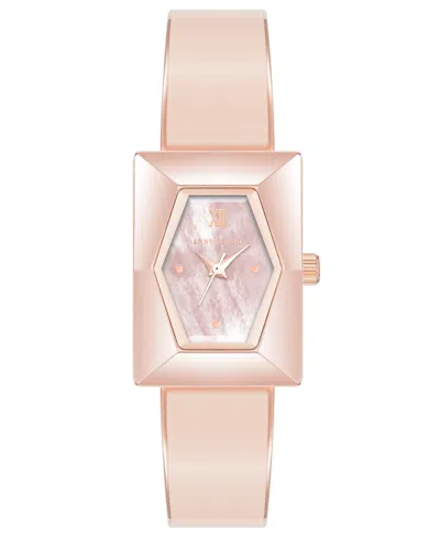 Anne Klein Women's Quartz Rose Gold-tone Alloy With Blush Enamel Bangle Watch, 20.5mm In Two-tone