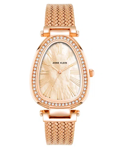 Anne Klein Women's Quartz Rose Gold-tone Stainless Steel Mesh Watch, 36mm
