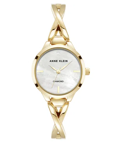Anne Klein Women's Quartz Round Gold-tone Alloy Metal Bangle Watch 28mm