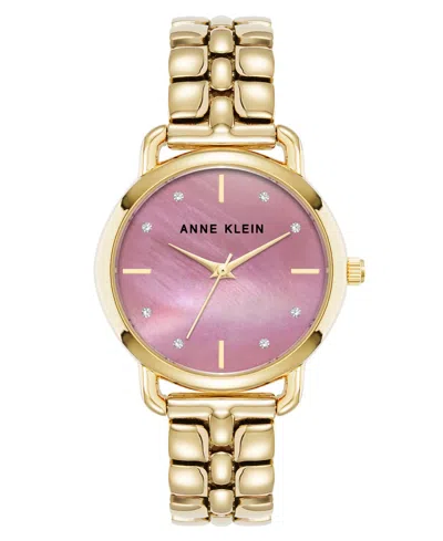 Anne Klein Women's Quartz Round Gold-tone Alloy Metal Bracelet Watch 30mm