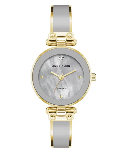 Anne Klein Women's Quartz Round Gold-tone Gray Bangle Watch 28mm X 34mm In Metallic