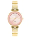 Anne Klein Women's Quartz Round Pink And Gold-tone Metal Alloy Bangle Watch, 28mm In Multi