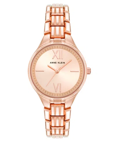 Anne Klein Women's Quartz Round Rose Gold-tone Alloy Watch, 28mm