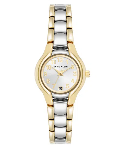 Anne Klein Women's Quartz Round Silver Dial Two-tone Alloy Metal Bracelet Watch 24mm X 29mm