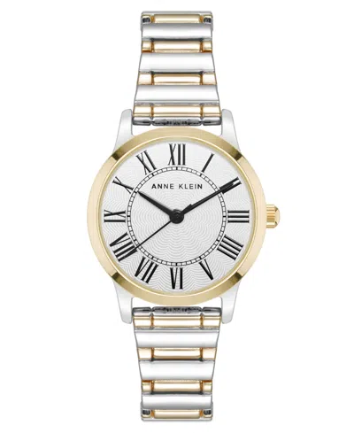 Anne Klein Women's Quartz Signature Round Roman Numeral Two-tone Alloy Metal Watch, 29mm In Two Tone