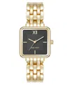 Anne Klein Women's Quartz Square Black And Gold-tone Metal Alloy Watch, 29mm In Multi
