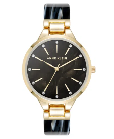 Anne Klein Women's Quartz Tan Acetate And Gold-tone Metal Alloy Bangle Watch, 36mm In Multi