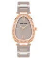 Anne Klein Women's Quartz Taupe Ceramic Link Bracelet Watch, 36mm In Taupe