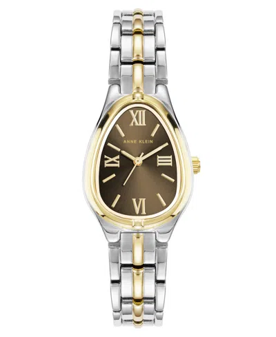 Anne Klein Women's Quartz Tear Drop Brown Two-tone Alloy Metal Bracelet Watch 30 X 25mm In Gold-tone